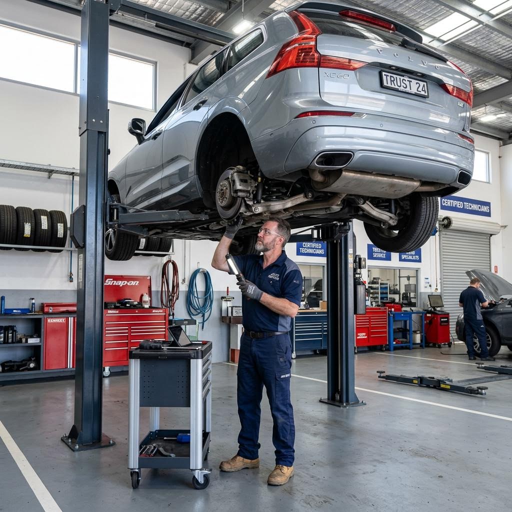 Workshop bay at Meadway Auto Centre