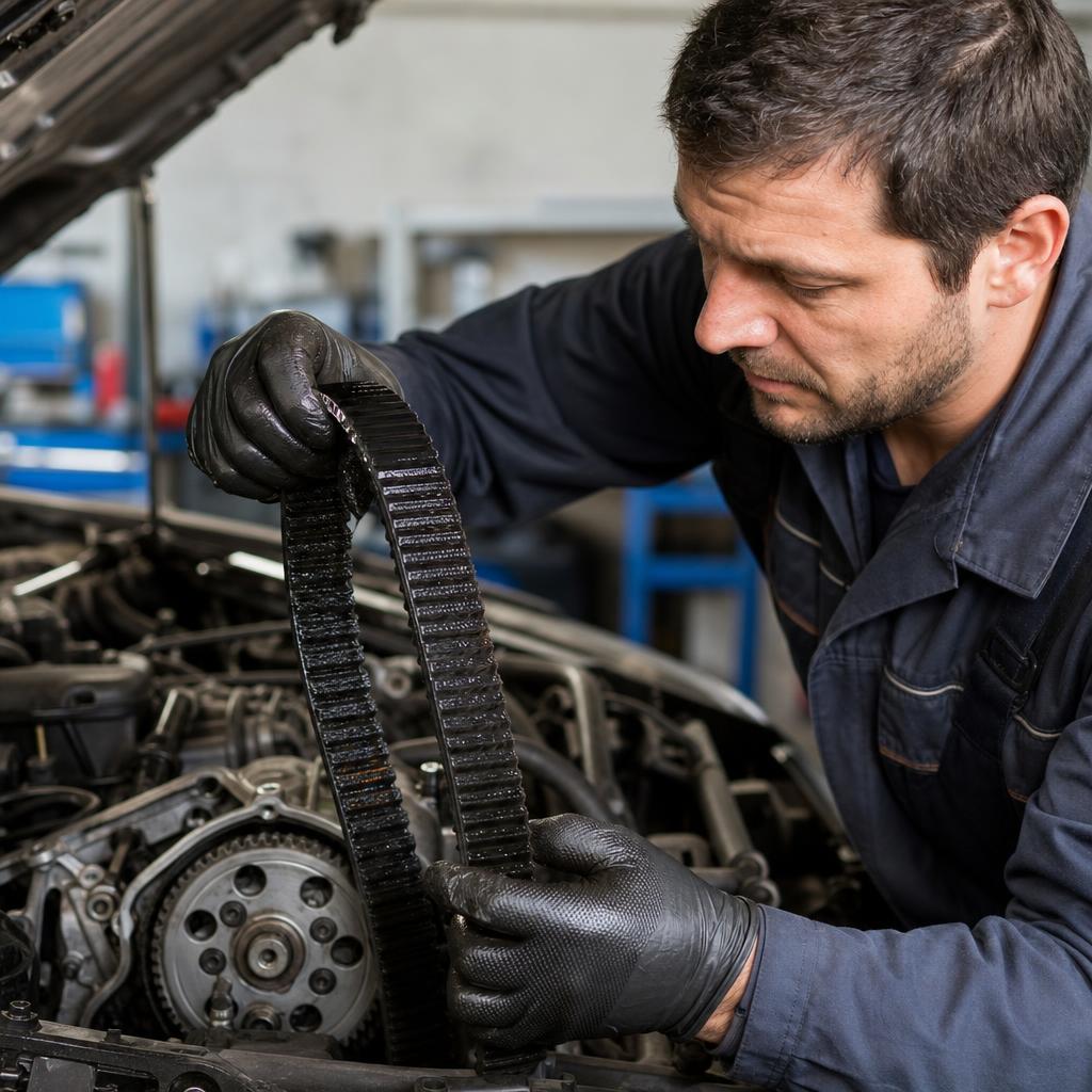 Technician replacing a belt